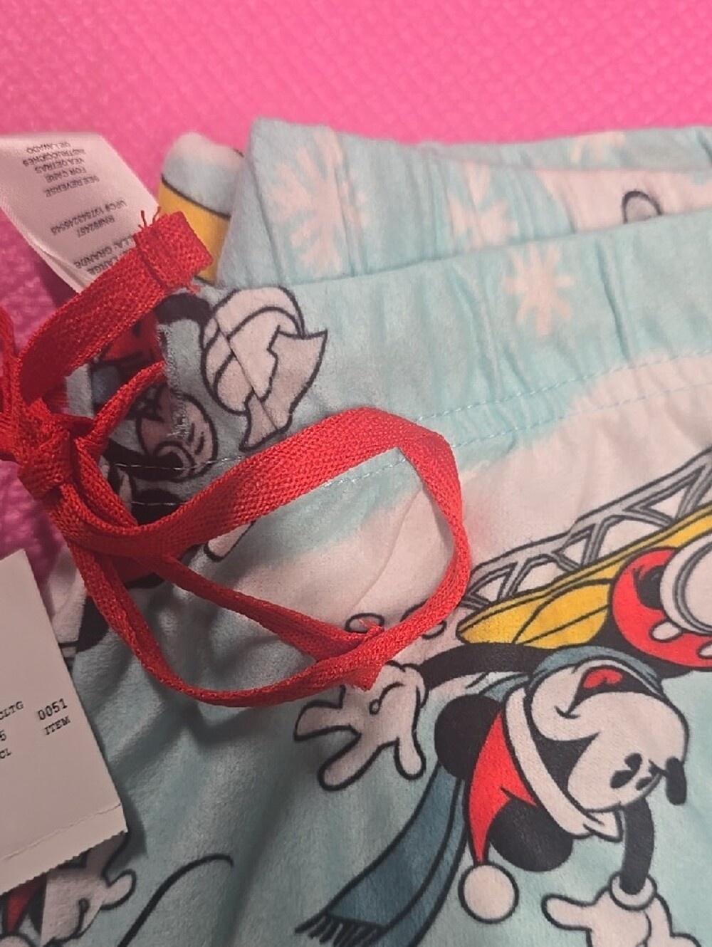 NWT Disney Light Blue Holiday Character Pajama Pants with Red Drawstring - Picture 3 of 6